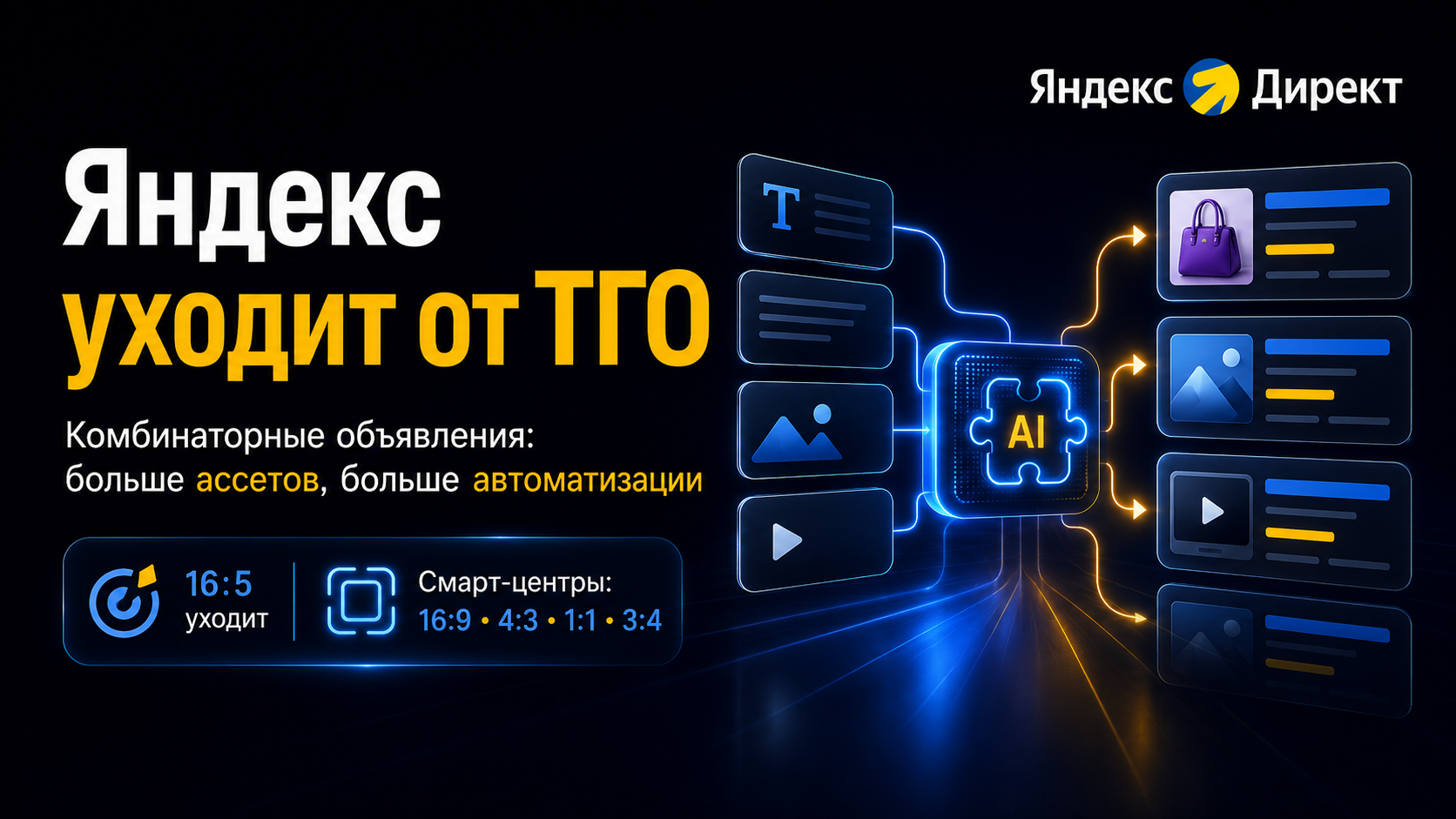 Яндекс переводит текстово-графические объявления в комбинаторные.